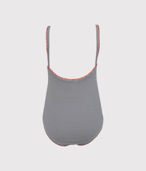 Girls' One-Piece Swimsuit blue/white