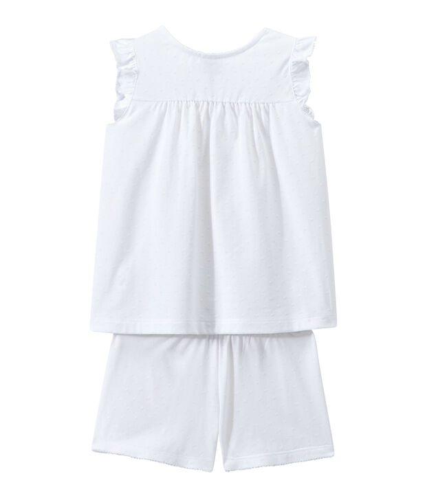 Girls' Fine Cotton short Pyjamas white