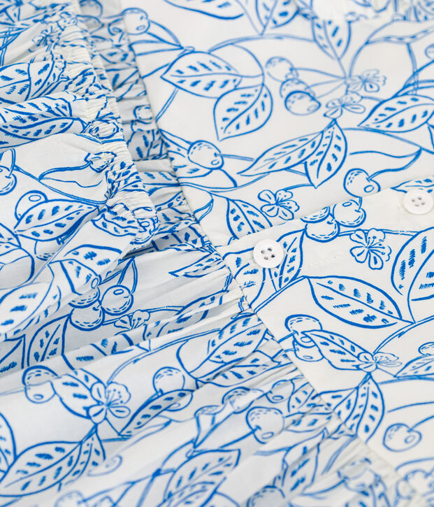 Babies' cotton dress and bloomers with a blue cherry print blue/blue