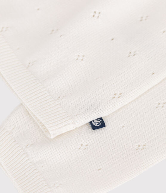 Children's cotton cardigan with a decorative stitch pattern MARSHMALLOW white