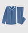 Girls' Hearts Print Tubular Knit Pyjamas MAJOR blue/MARSHMALLOW white