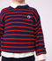 Children's stripy jumper in wool and cotton blue/red