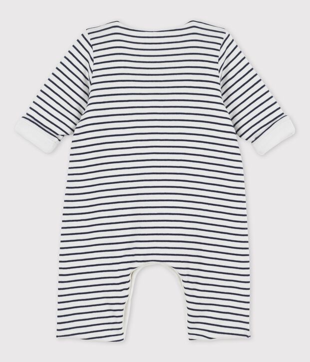 Babies' Striped Organic Cotton Long Playsuit white/blue
