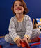 Children's velour dramas with a rocket print MARSHMALLOW white/MULTICO white