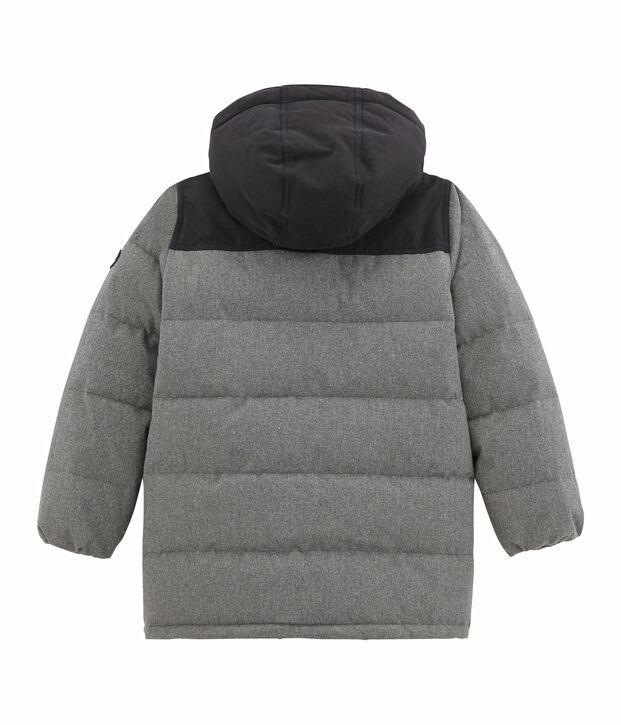 Boy's parka in water resistant flannel grey