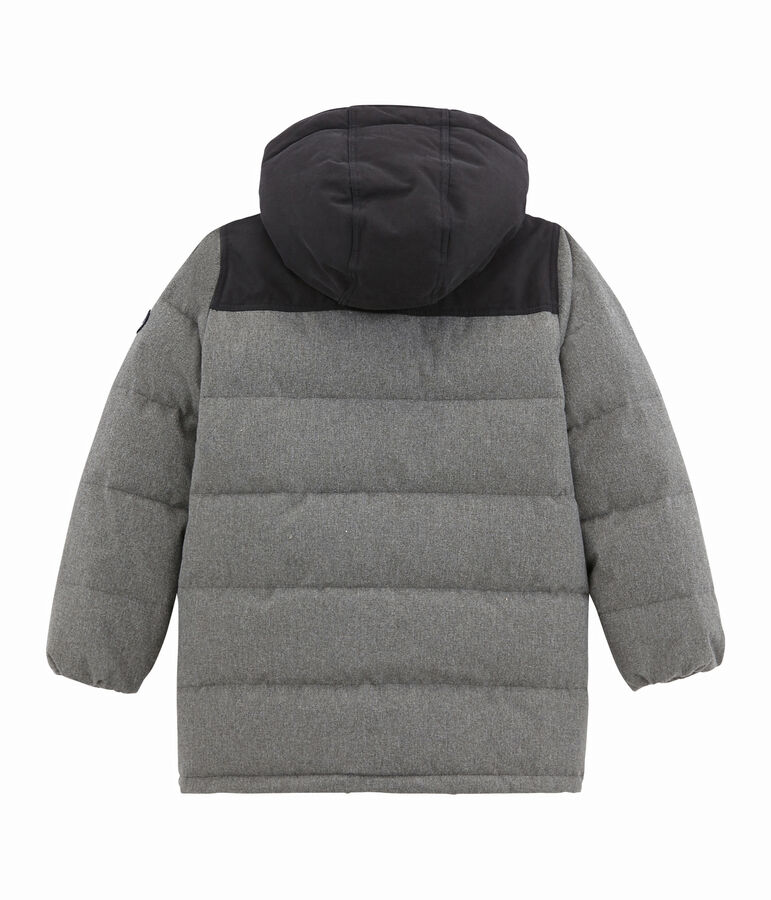 Boy's parka in water resistant flannel grey