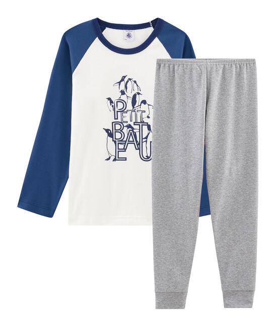 Boys' Ribbed Pyjamas SUBWAY grey/MULTICO white