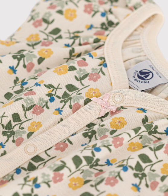 Babies' Short Floral Cotton Playsuit AVALANCHE white/MULTICO