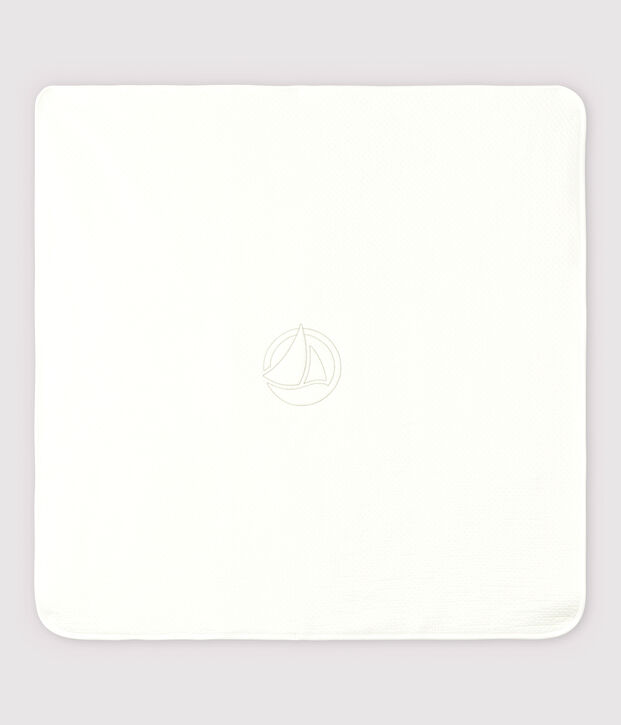 Babies' Organic Cotton Quilted Tube Knit Blanket white