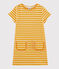 Girls' Short-Sleeved Dress BOUDOR yellow/MARSHMALLOW white