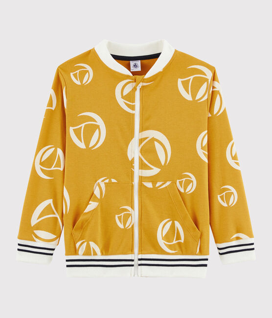 Boys' Zipped Sweatshirt BOUDOR yellow/MARSHMALLOW white