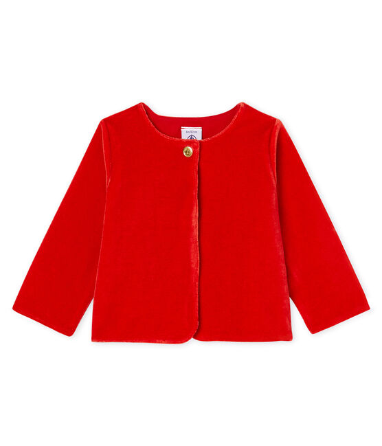 Baby Girls' Velour Knit Cardigan TERKUIT red