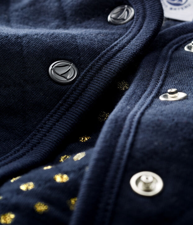 Baby Girls' Quilted Tube Knit Cardigan blue