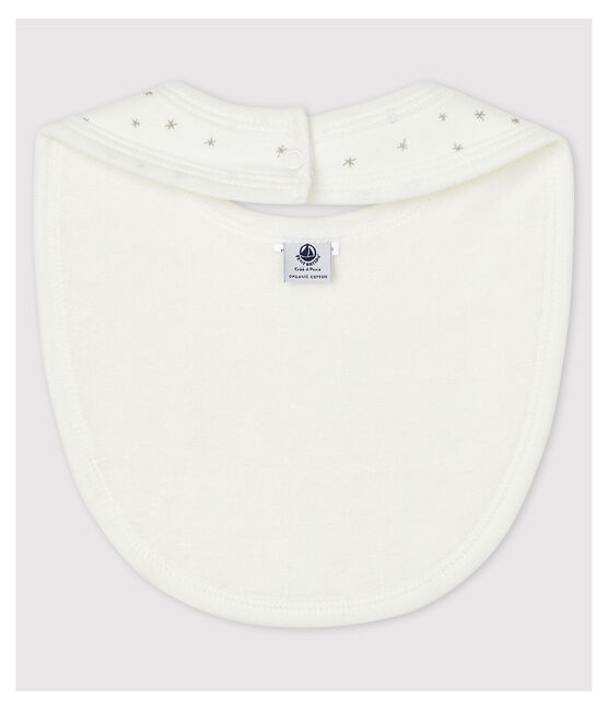 Starry White Organic Cotton Baby Bib MARSHMALLOW white/GRIS grey