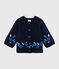 Baby Girls' Wool/Cotton Knit Cardigan SMOKING blue/MULTICO white