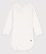 Babies' Long-Sleeved Cotton Bodysuit With Ruffle Collar