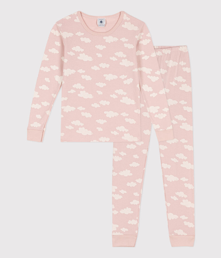 Girls' Snugfit Cotton Pyjamas pink/white