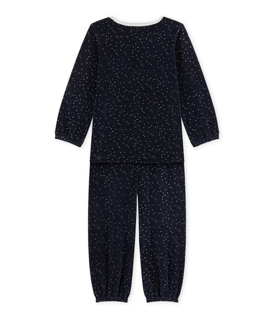 Girl's terry velour pyjamas SMOKING blue/ARGENT grey