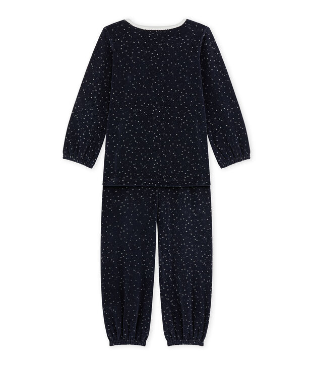 Girl's terry velour pyjamas blue/grey