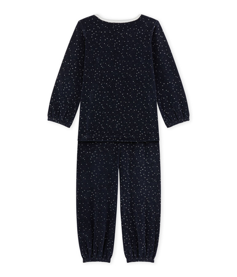 Girl's terry velour pyjamas blue/grey