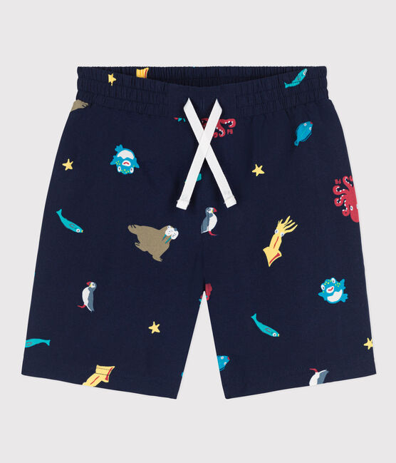 Boys' Printed Recycled Swimming Shorts MEDIEVAL blue/MULTICO white