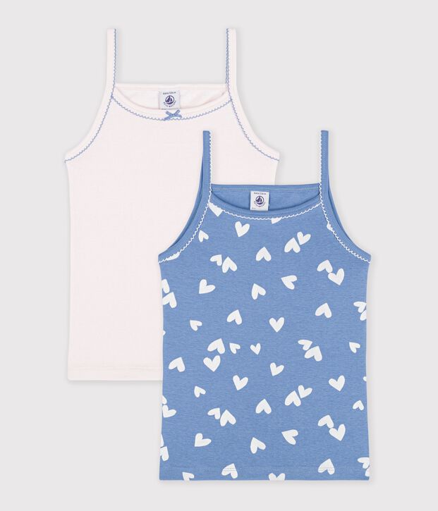 Pack of children's cotton tank tops with hearts multicolor