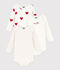 Babies' heart patterned long-sleeved cotton bodysuits - Pack of 3 multicolor