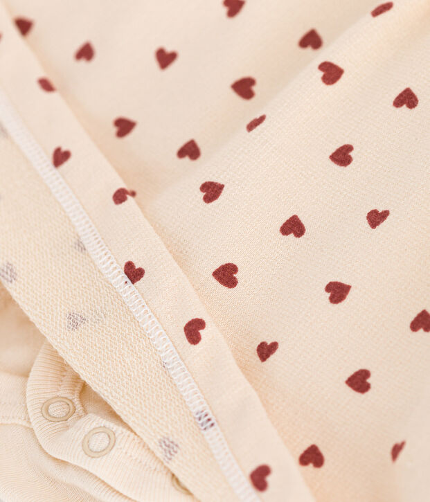 Babies' Lightweight Fleece Dress Ecru/brown