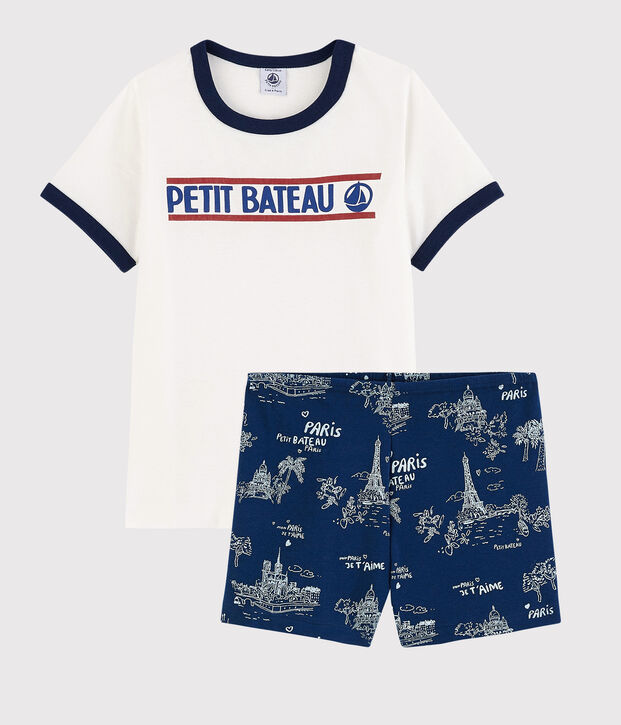 Boys' Toile de Jouy Paris Cotton Short Pyjamas blue/multicolor