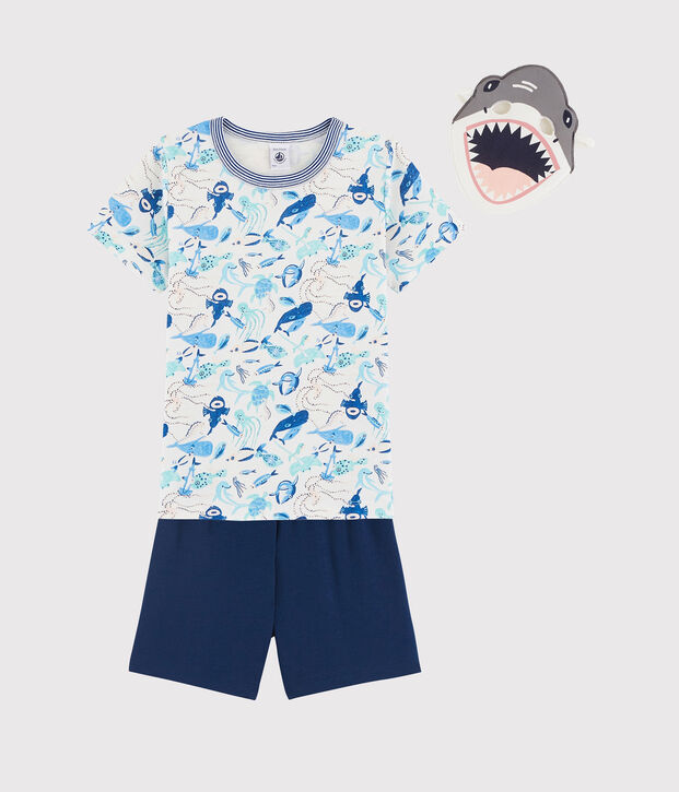 Unisex Fancy Dress Cotton Shark Short Pyjamas white/multicolor