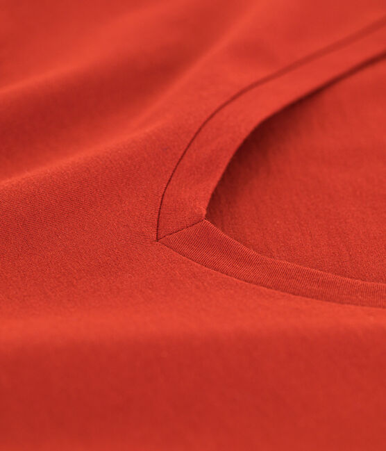 Women's Straight V-Neck Cotton T-Shirt HARISSA red