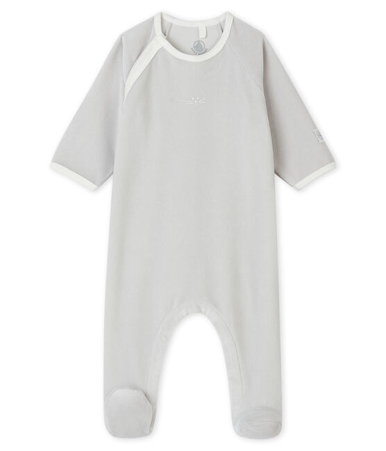 Babies' Velour Cat Sleepsuit MILLET grey