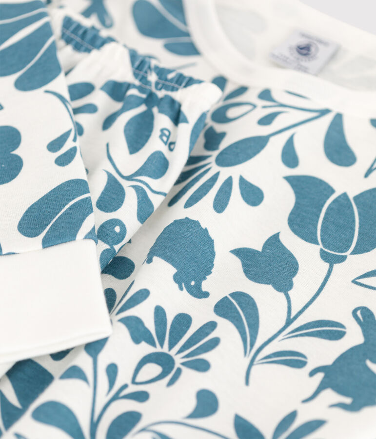 Children's Unisex Cotton Pyjamas white/blue