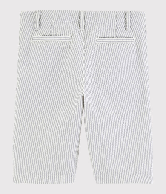 Boys' Seersucker Bermuda Shorts GRIS grey/MARSHMALLOW white