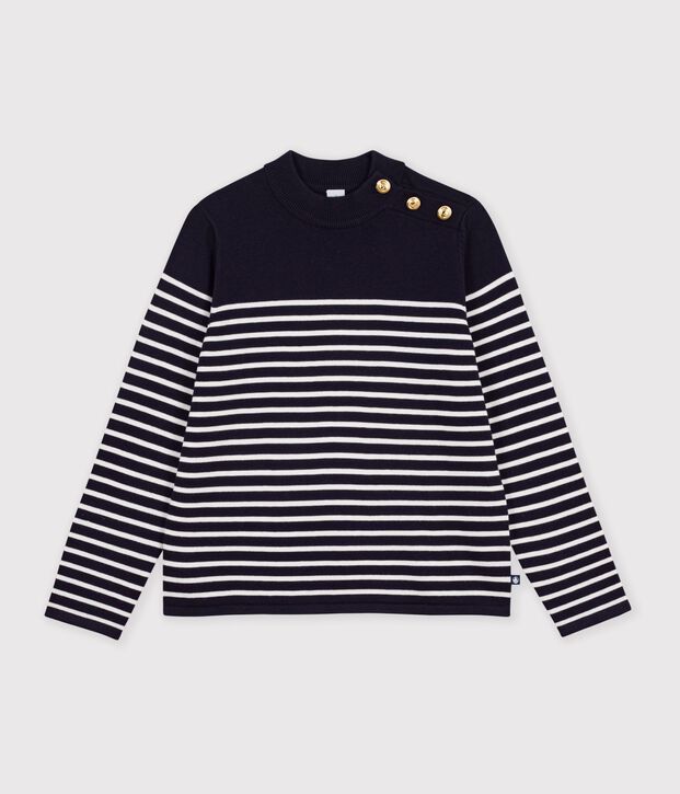 Women's nautical-inspired striped jumper in wool and cotton blue/white