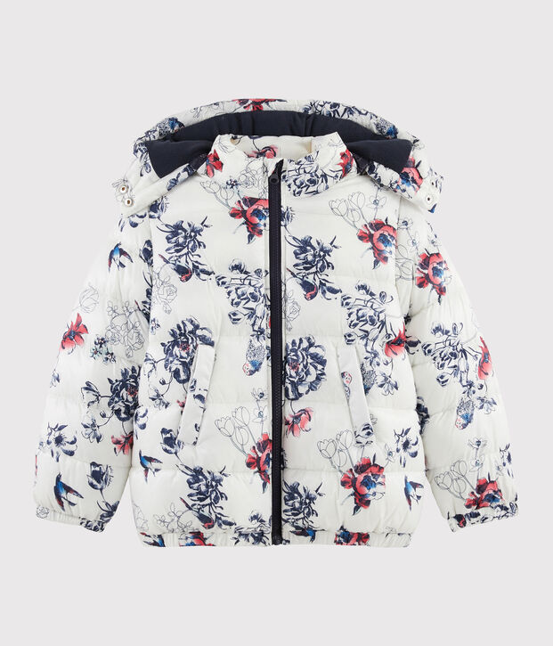 Girls' puffer jacket white/multicolor