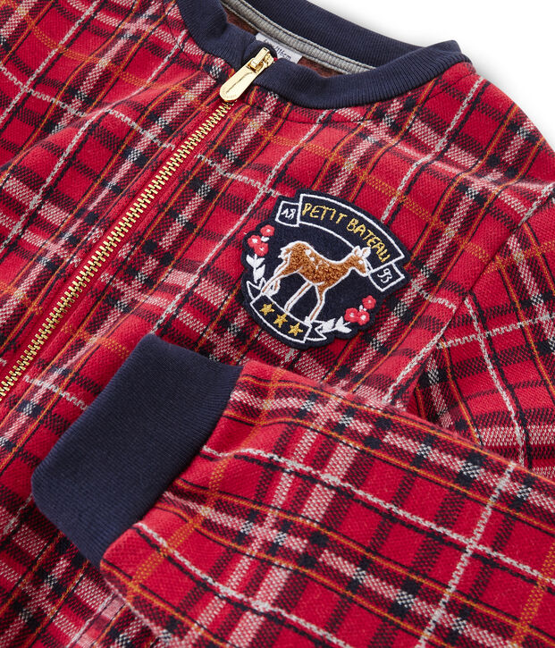 Girls' Tartan Baseball Jacket red/multicolor