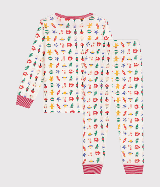 Children's Christmas print cotton pyjamas white/multicolor