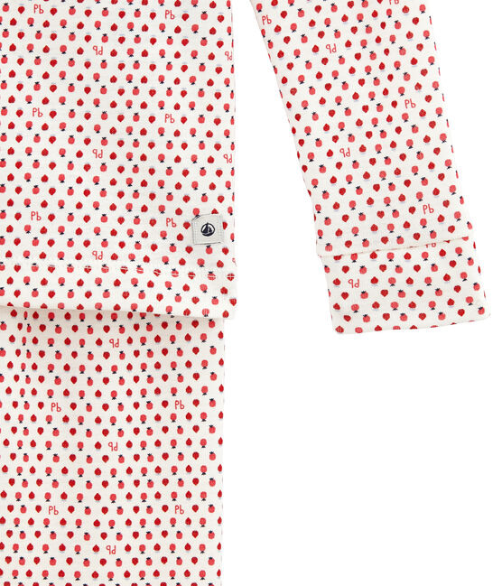 Little girl's fitted pyjamas. MARSHMALLOW white/MULTICO white