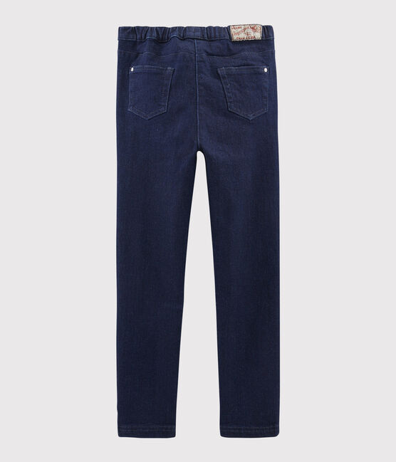 Girls' Denim Slim-Fit Trousers DENIM BLEU FONCE blue