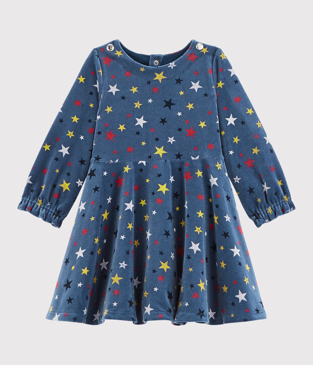Baby girl's long-sleeved dress blue/multicolor