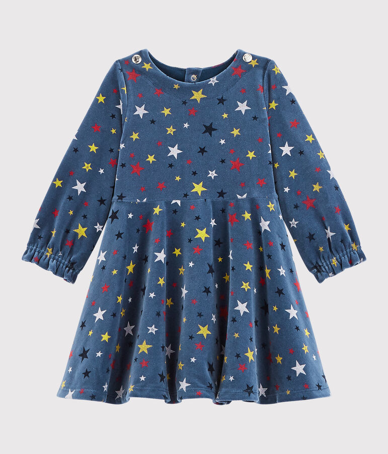 Baby girl's long-sleeved dress blue/multicolor