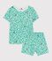 Boys' Plant Print Cotton Short Pyjamas MARSHMALLOW white/MULTICO white