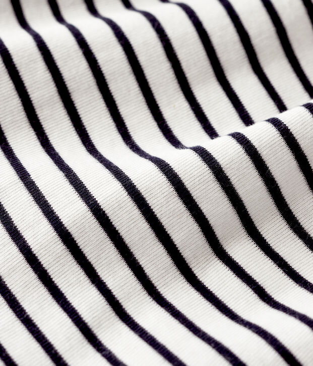 Baby girls' short-sleeved cotton bodysuit/dress white/blue