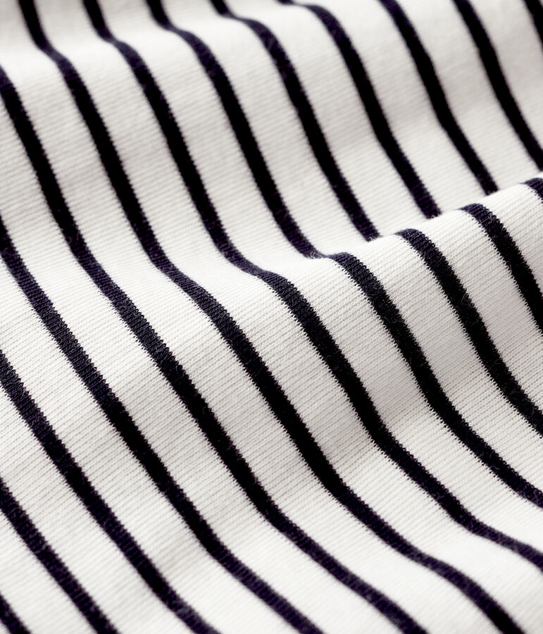 Baby girls' short-sleeved cotton bodysuit/dress white/blue