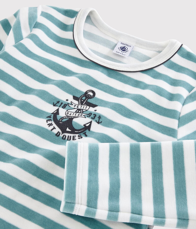 Boys' Velour Anchor Pyjamas white/blue/multicolor