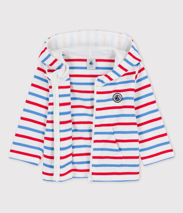 Babies' Striped Thick Jersey Hoodie white/multicolor