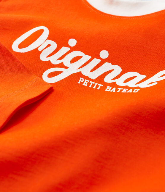 Boys' Long-Sleeved Cotton T-Shirt CAROTTE orange