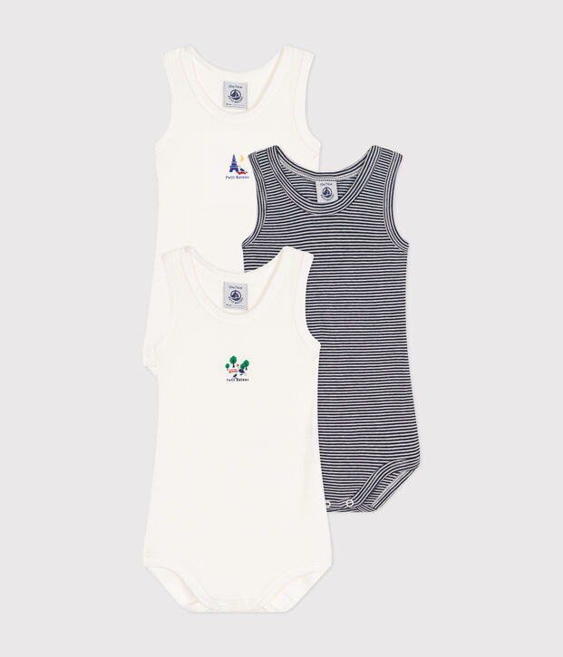 Babies' Sleeveless Cotton Bodysuits - 3-Pack multicolor