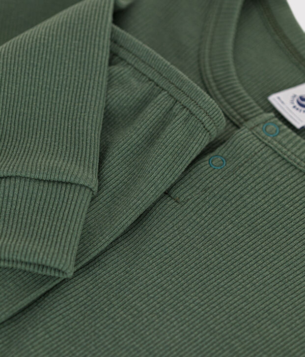 Children's Unisex Plain Cotton/Tencel Pyjamas green